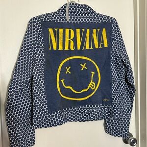 Nirvana Charter Club Blue and Yellow Jean Jacket